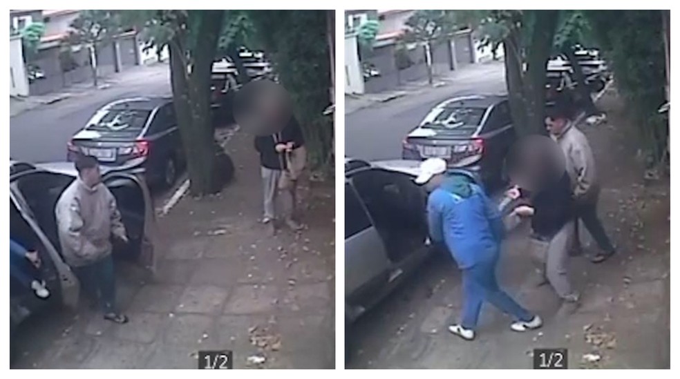 Mulher de 61 anos é sequestrada na rua João Álvares Soares, no Campo Belo, Zona Sul de SP, neste sábado (6). — Foto: Montagem/g1/Reprodução