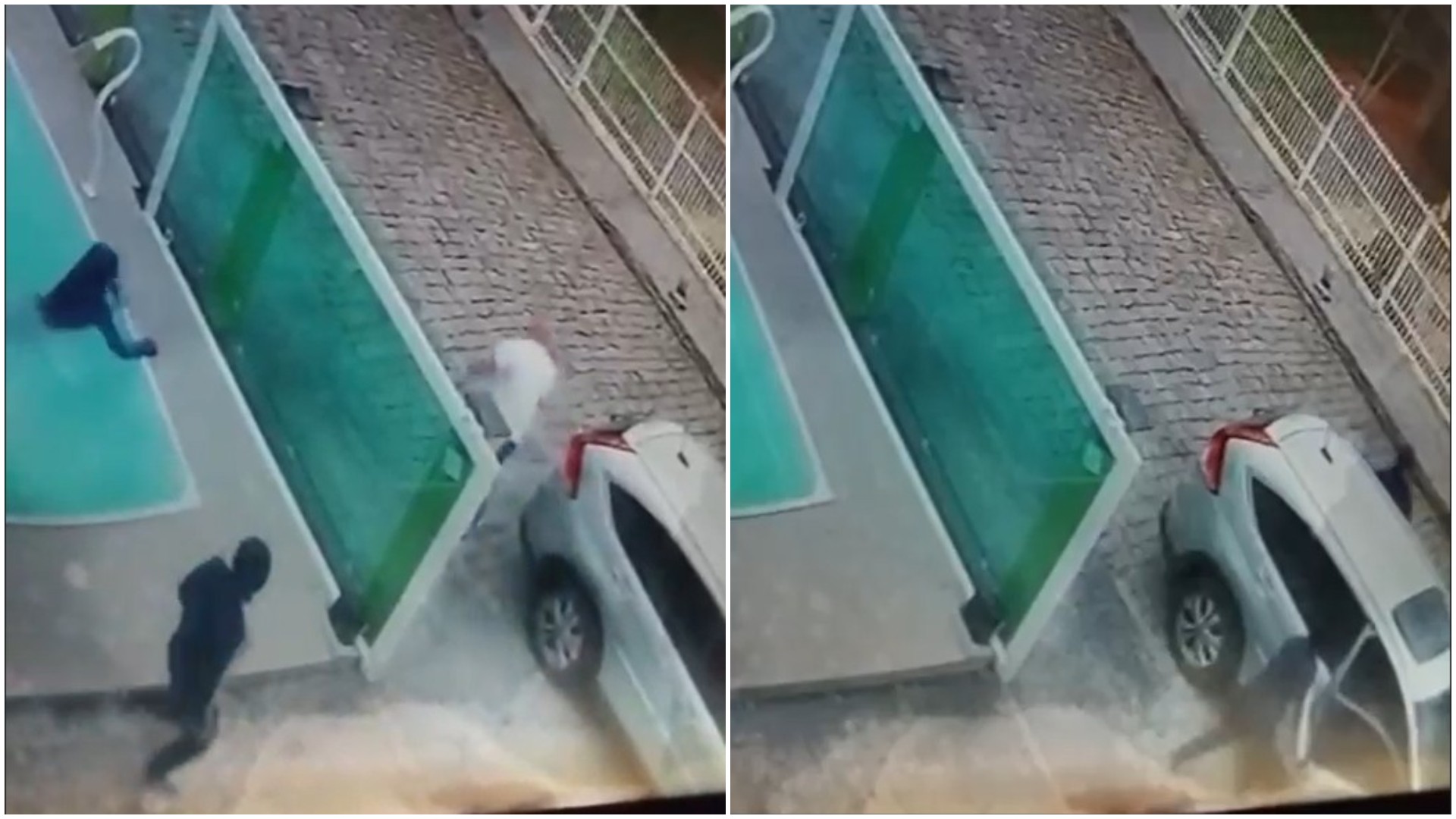 Ladrão empurrado na piscina após luta corporal com vítima rendida fugiu com carro roubado em SC