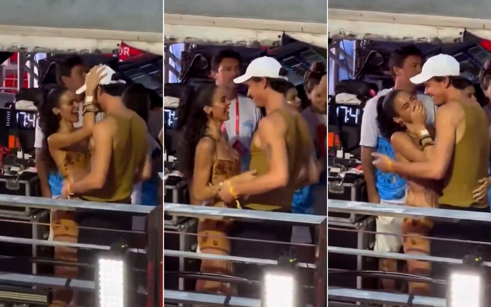 Bruna Marquezine canta 'Chupa Toda' para Shawn Mendes no trio de Ivete Sangalo no carnaval de Salvador — Foto: Reprodução/Redes Sociais