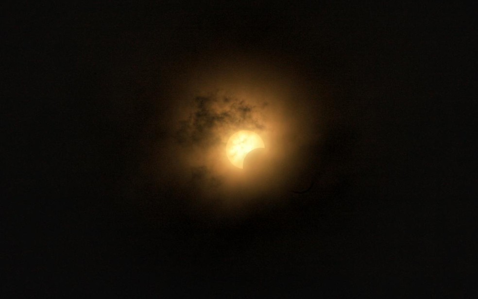 Eclipse em Goiânia — Foto: Reprodução/Jackson Rodrigues