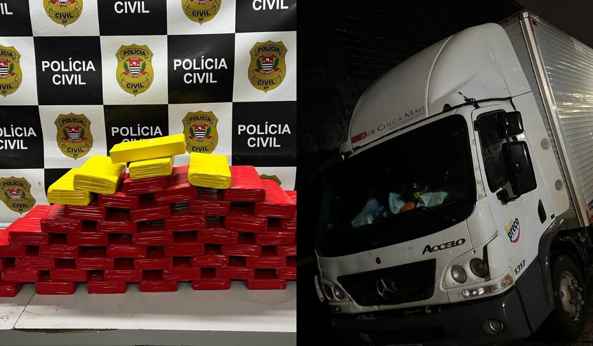 Polícia Civil de Americana encontra 55 tijolos de cocaína avaliados em R$ 1,7 milhão dentro de caminhão