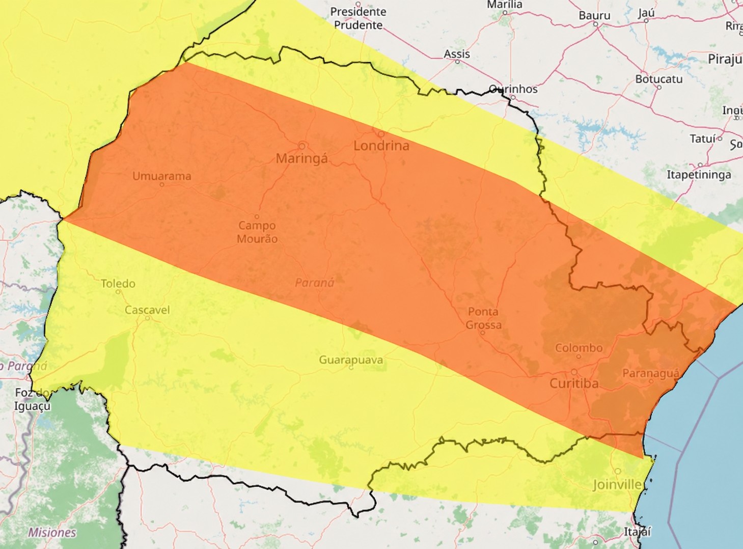 Paraná recebe novos alertas de tempestades, e previsão do tempo indica termômetros abaixo de 10ºC; veja onde