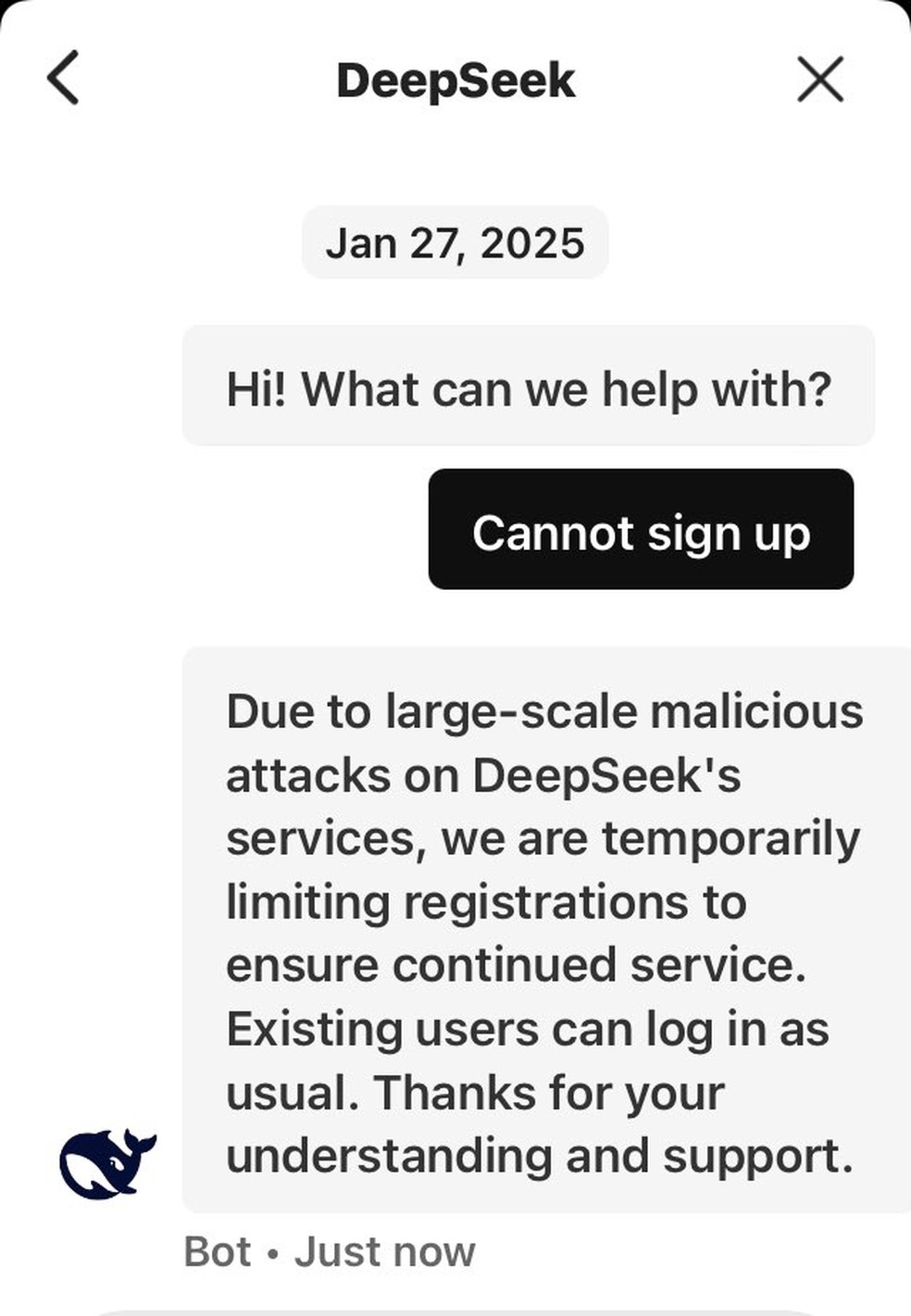DeepSeek, rival chinês do ChatGPT, diz ter sofrido ciberataque e limita  usuários novos após ganhar popularidade nos EUA | G1
