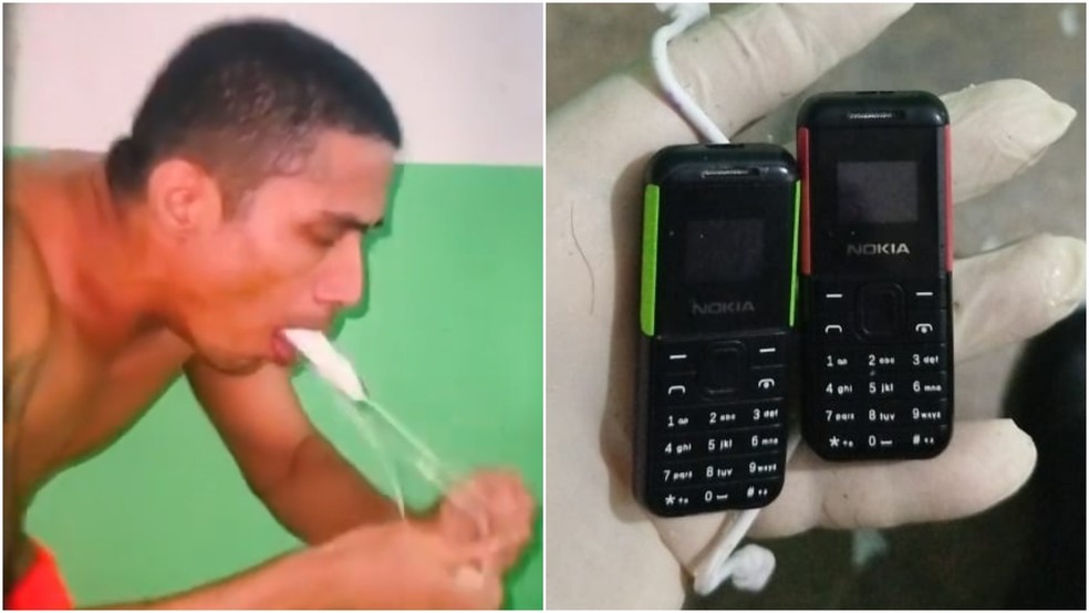Daniel Melo da Silva, membro de uma facção criminosa de origem carioca, tentou esconder dois celulares no estômago — Foto: Reprodução