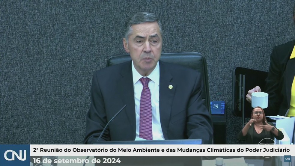 Ministro Luis Roberto Barroso cobrou firmeza das autoridades para punir crimes ambientais — Foto: Reprodução/TV Globo