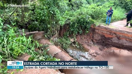 Parte da TO-130 é interditada após danos provocados pelas chuvas, em Filadélfia