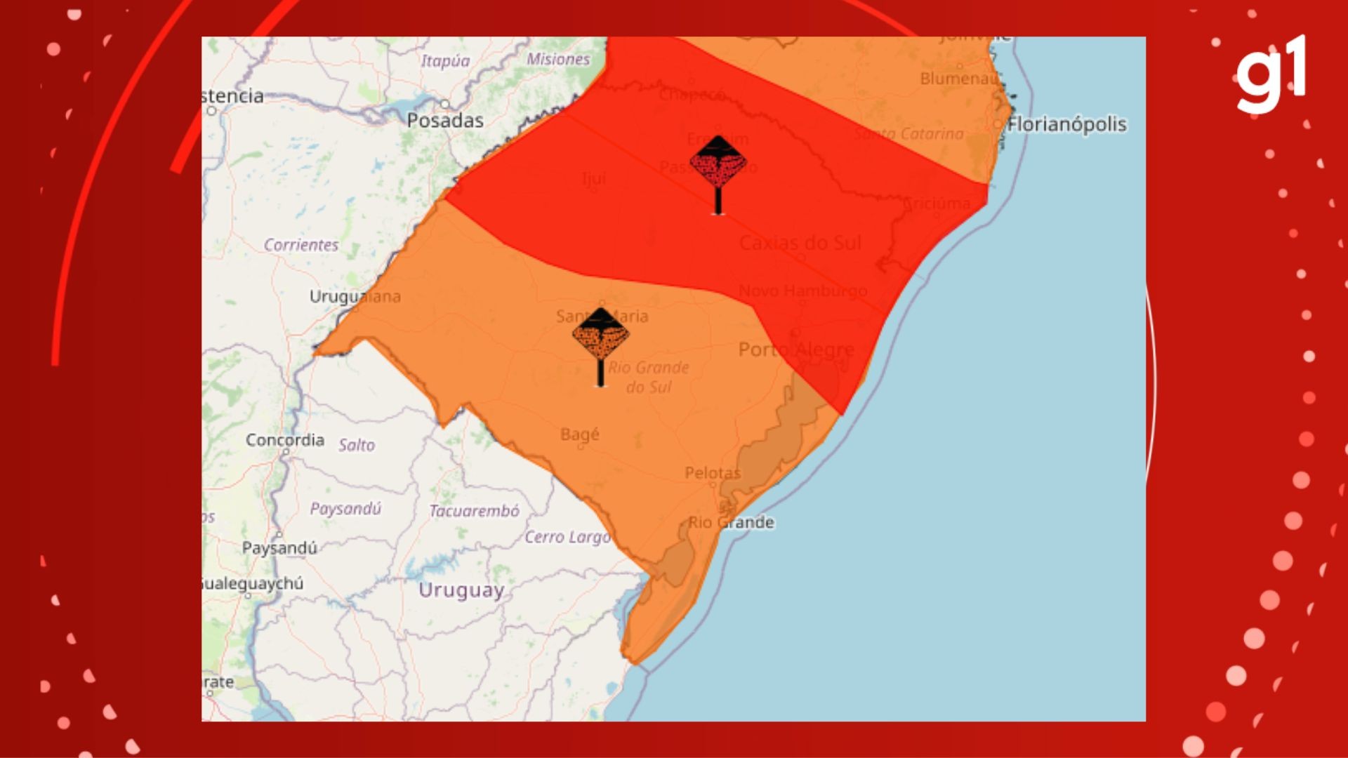 RS tem previsão de tempestades com fortes chuvas nesta segunda-feira