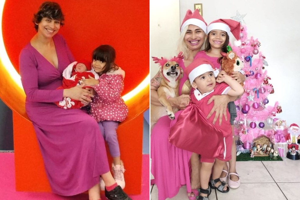 Roberta e Barbie usavam roupas cor de rosa, enquanto Klaus está sempre de vermelho — Foto: Arquivo Pessoal