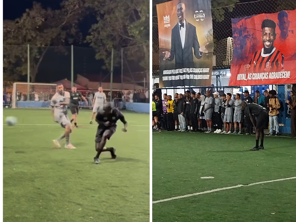 Khaby Lame: influenciador joga amistoso com Emerson Royal e agita torcida em Americana