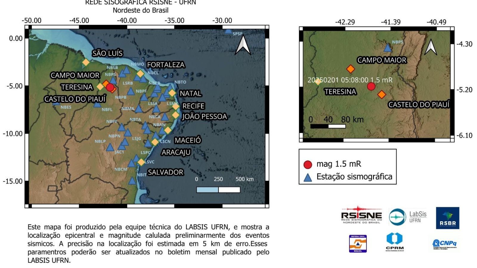 Tremor de magnitude 1,5 é registrado em cidade no Piauí