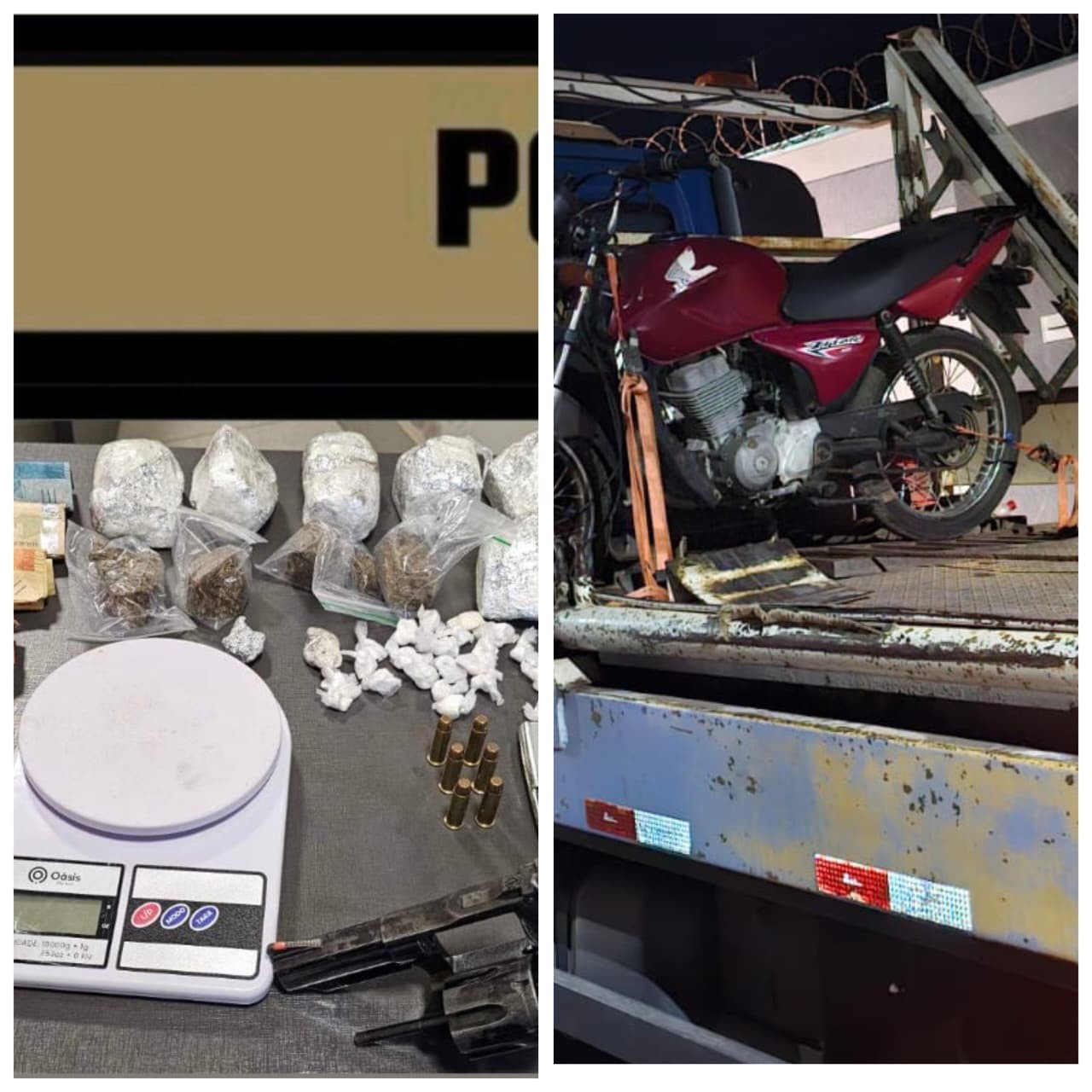 Operação da PM apreende drogas, arma e moto adulterada no bairro Carmelo, em Montes Claros