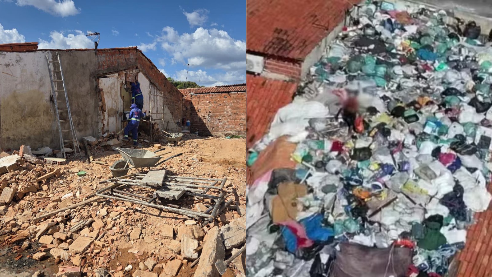 Casa com lixo até o telhado é demolida em Teresina um mês após retirada de 45 toneladas de resíduos