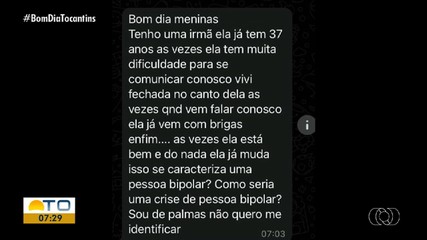 Telespectadores mandam perguntas sobre transtorno bipolar no Bom Dia Responde