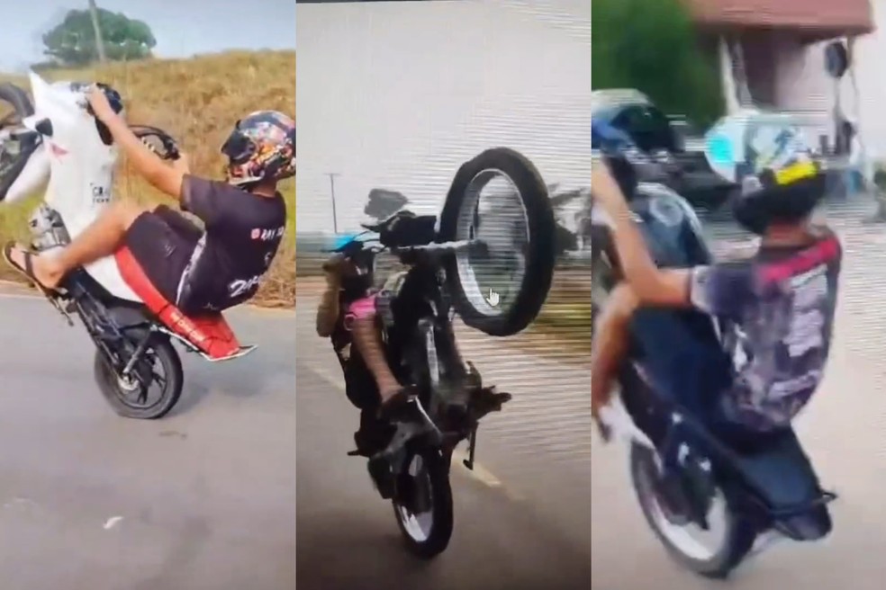 Motociclistas realizando "rolezinho do grau" — Foto: Reprodução Redes Sociais