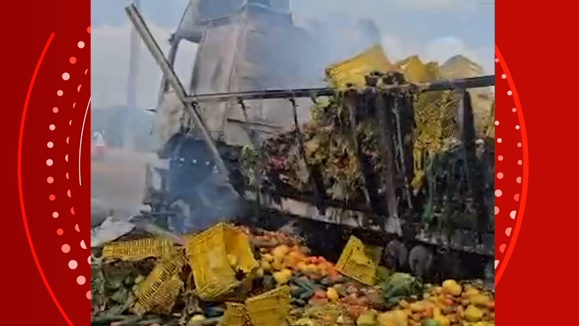 VÍDEO: caminhão carregado de vegetais pega fogo na BR-222, no Maranhão