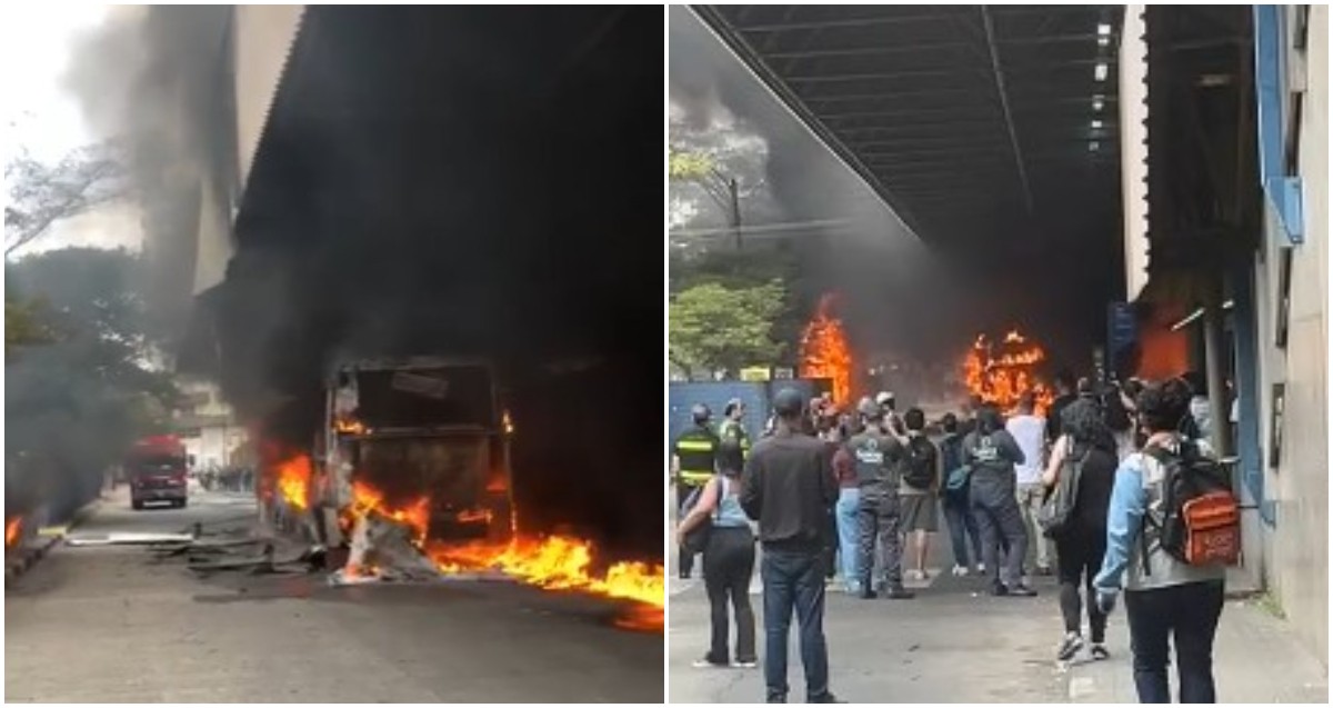 Ônibus pega fogo no Terminal Tatuapé