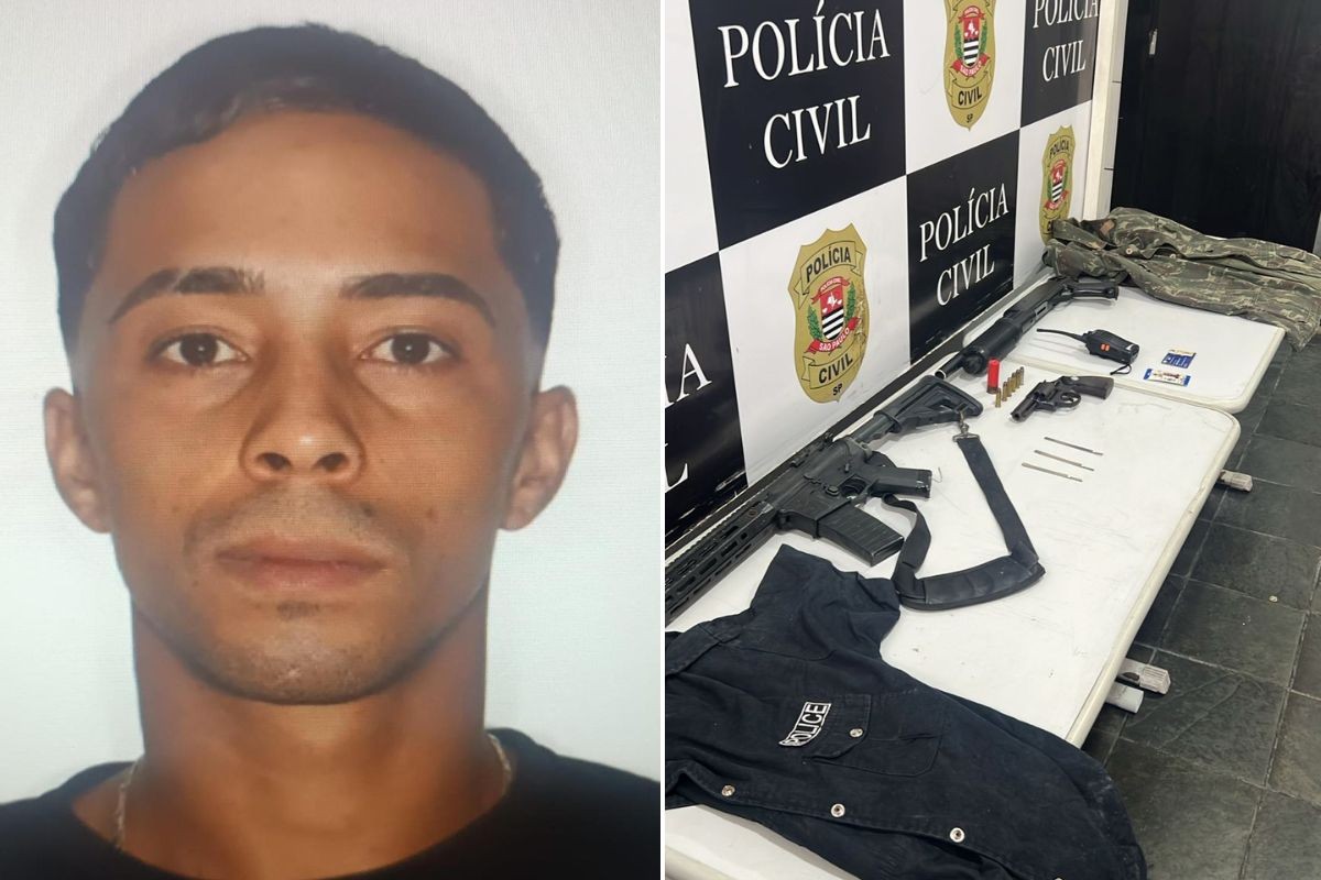 Polícia apreende revólver e réplicas de fuzil e escopeta na casa de suspeito de assaltar policial no litoral de SP
