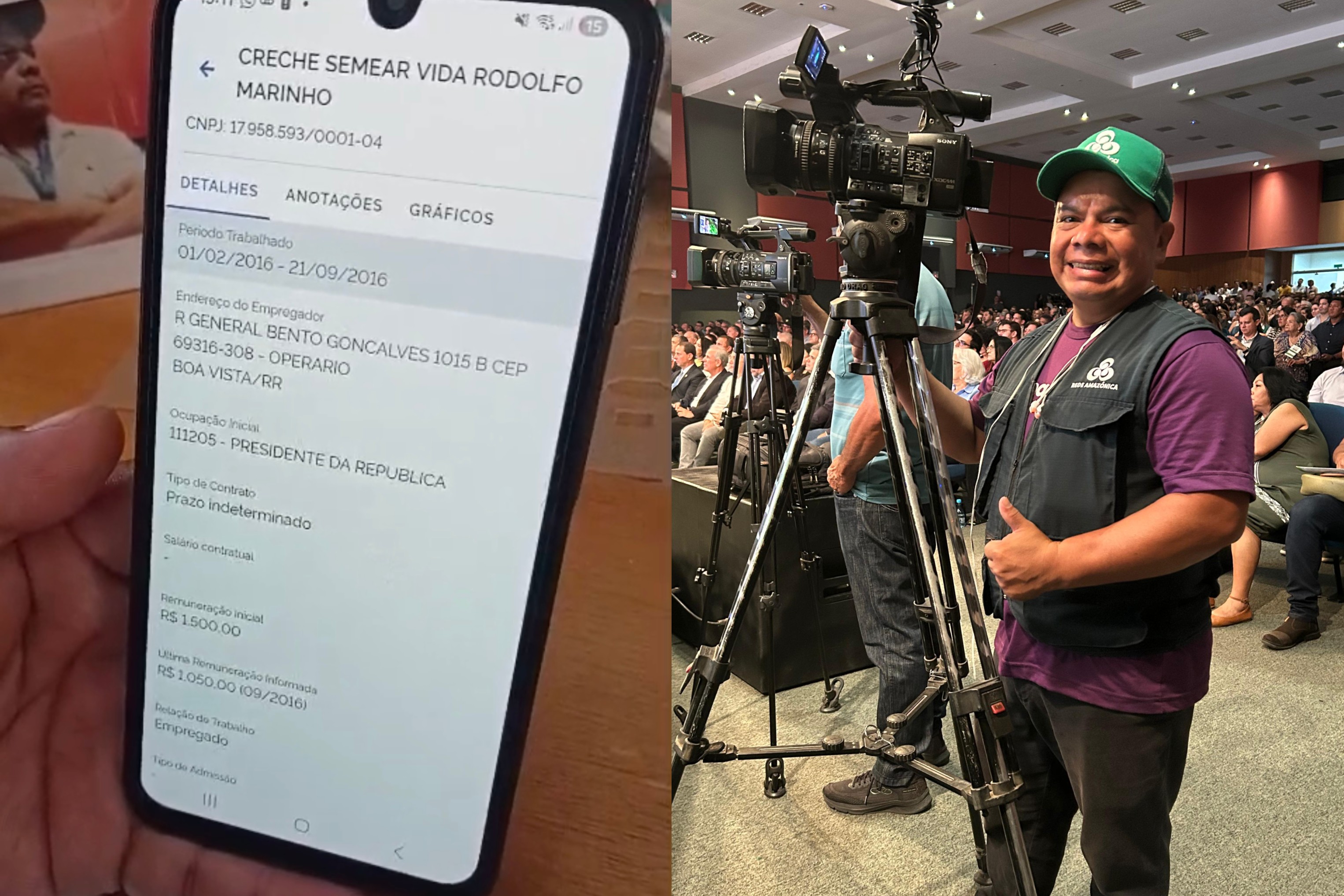 Cinegrafista é registrado como presidente da República em creche de RR e vê erro ao assistir jornal