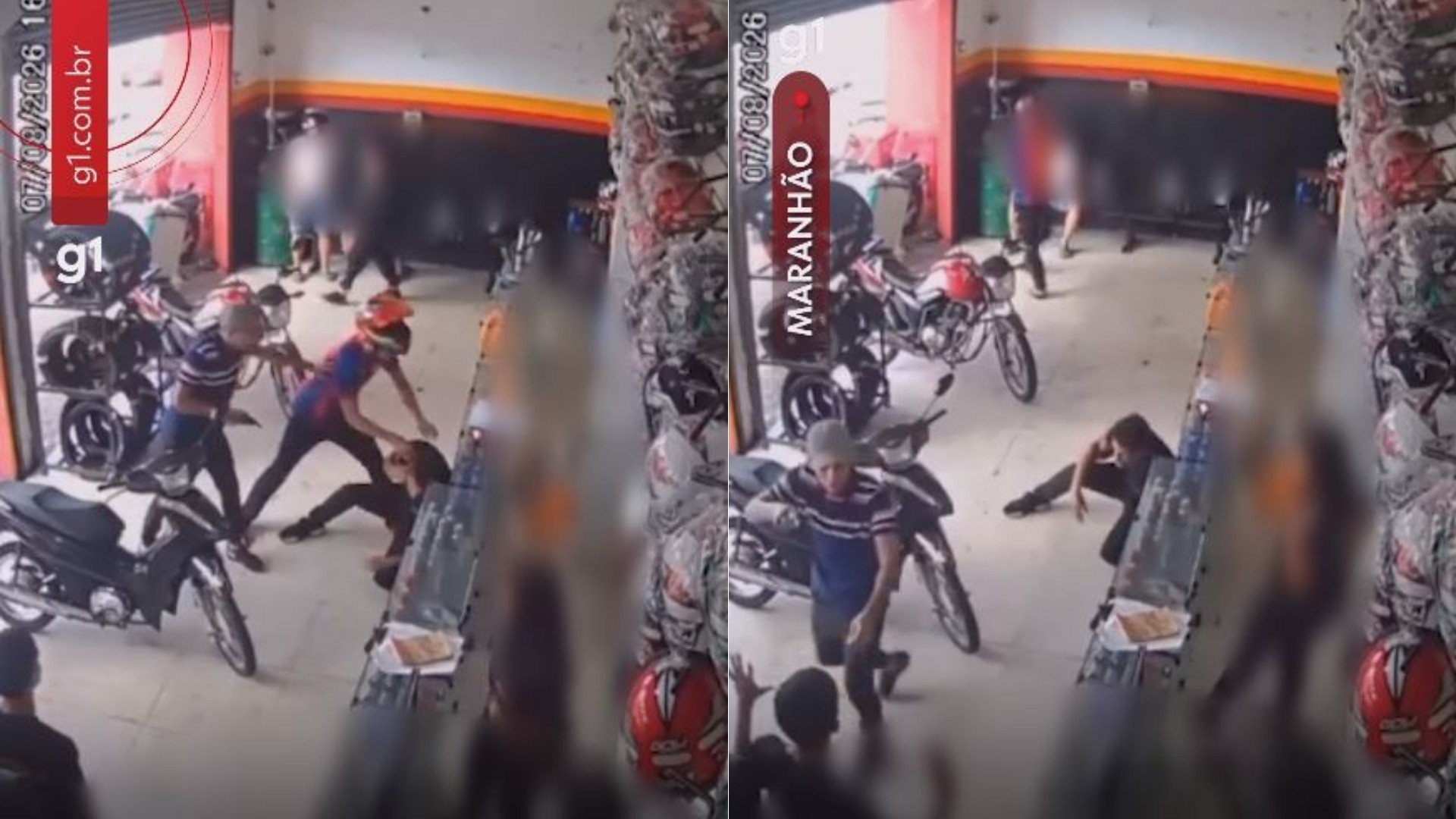 VÍDEO: Dupla assalta oficina de motos, agride funcionários e rouba clientes em São Luís
