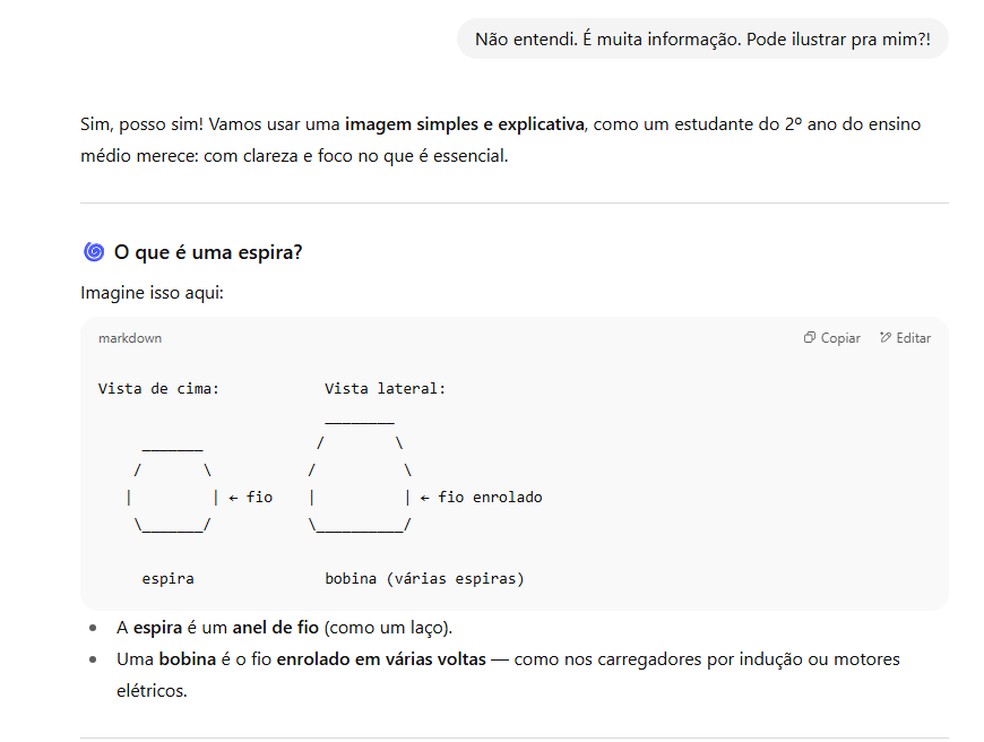 Imagens geradas pelo ChatGPT não foram didáticas — Foto: Arquivo pessoal