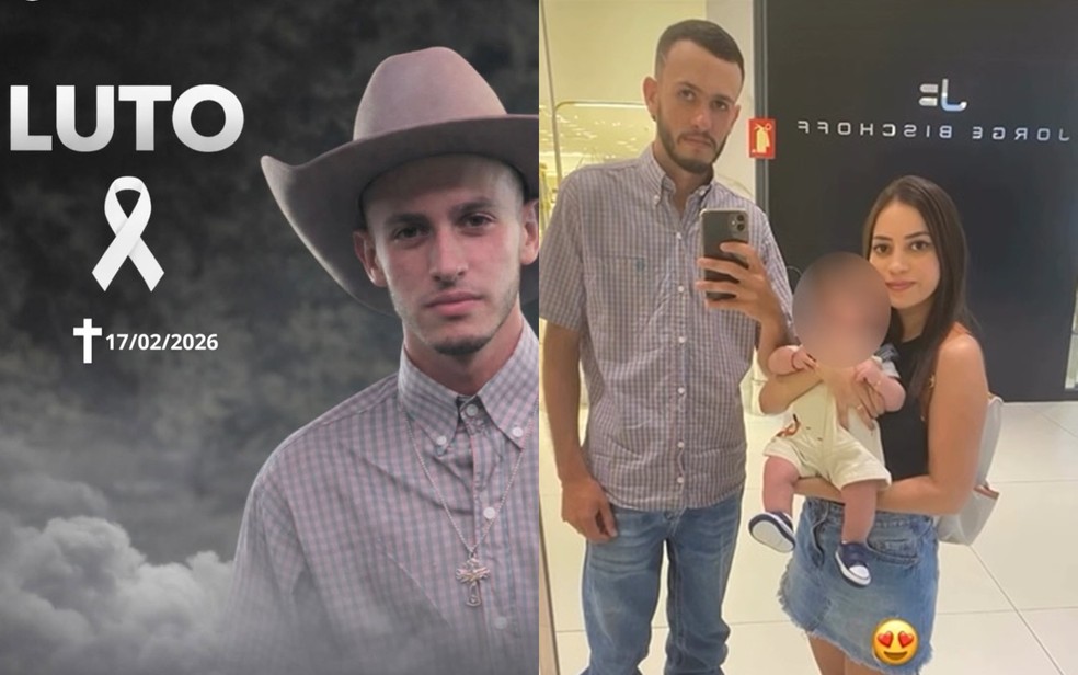 O peão Leandro Pereira declarava seu amor à esposa, Monniky Diniz, e ao filho, de 8 anos — Foto: Reprodução/ Perfis do Instagram de Amorinópolis e de Monniky Diniz