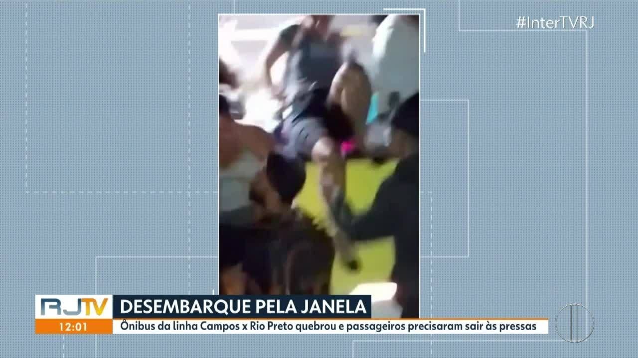 Ônibus quase despenca em área rural de Campos; passageiros escapam pela janela de emergência