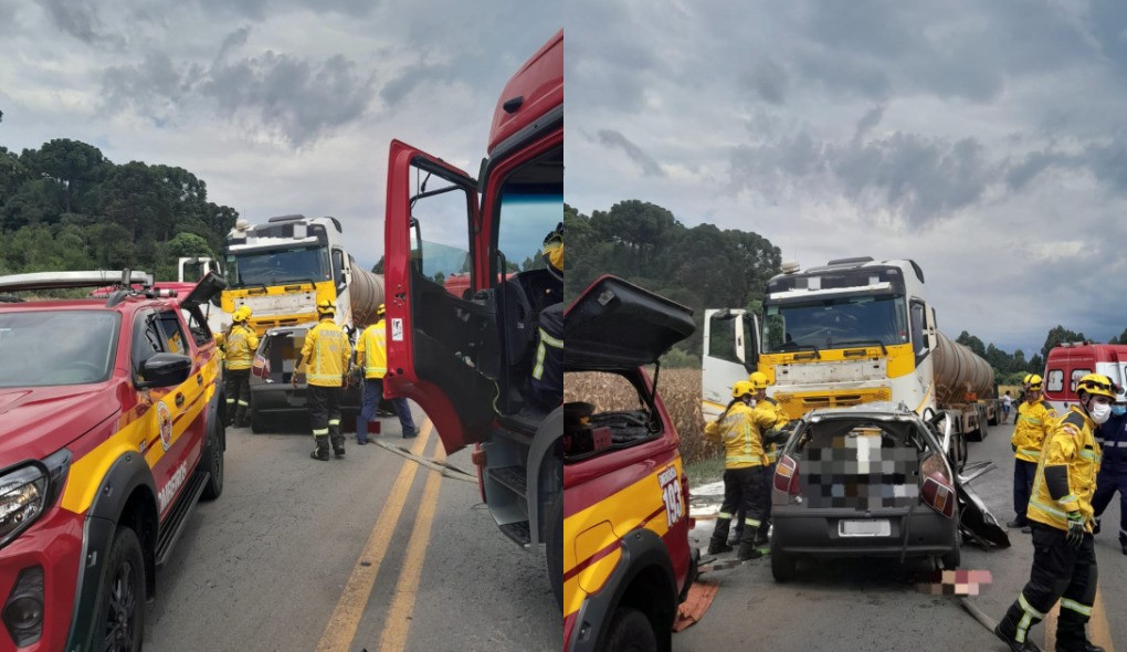 Quatro pessoas morrem após batida entre carro e carreta em SC