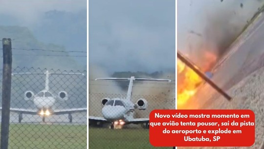 Novo v&iacute;deo mostra momento em que avi&atilde;o tenta pousar, sai da pista do aeroporto e explode em Ubatuba, SP - Programa: G1 TV Vanguarda 
