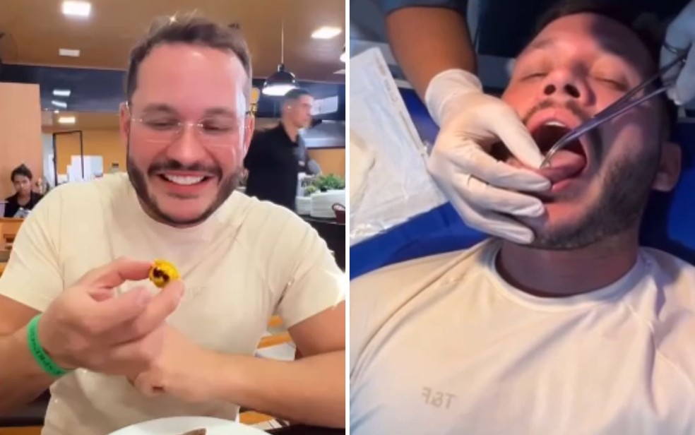 Influencer Dellano Cruz é hospitalizado após morder pequi e ficar com a língua cheia de espinhos em Caldas Novas, Goiás — Foto: Reprodução/Redes Sociais