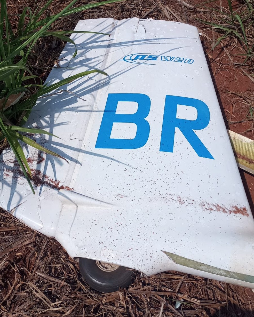 Piloto morre após planador cair às margens da Rodovia Marechal Rondon, em Lençóis Paulista — Foto: Corpo de Bombeiros/Divulgação