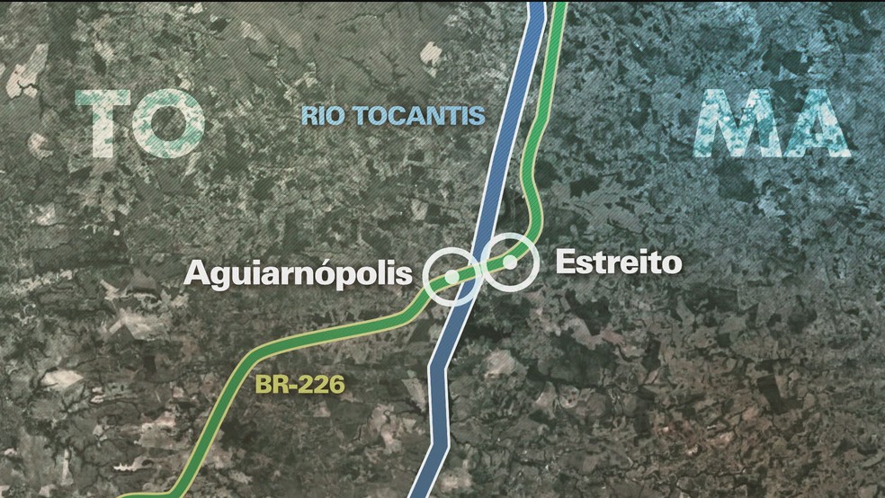 Ponte que caiu passa sobre o rio Tocantins, na BR-226  Foto: Reproduo/TV Globo