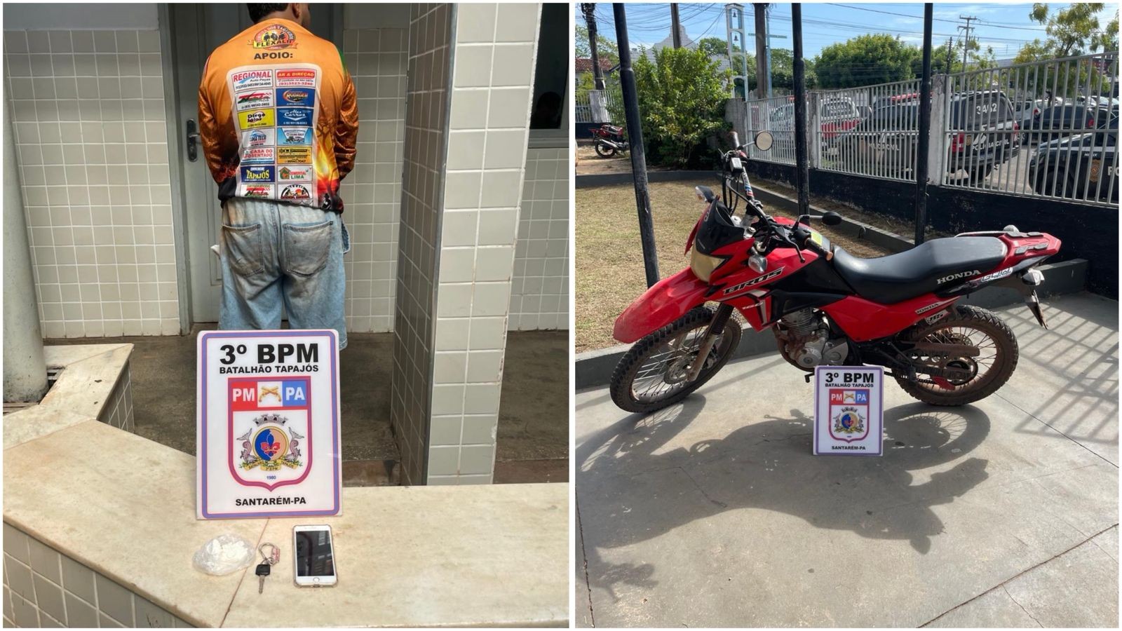 Homem é preso suspeito de tráfico de drogas após acompanhamento e queda de moto durante operação da PM em Santarém