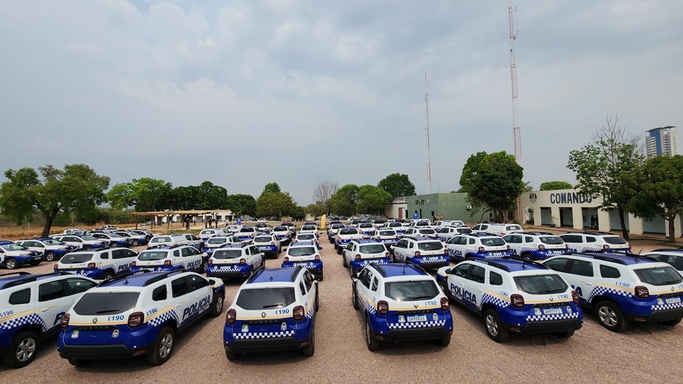 Viaturas entregues para PM em Palmas — Foto: Débora Gome/Jornal do Tocantins