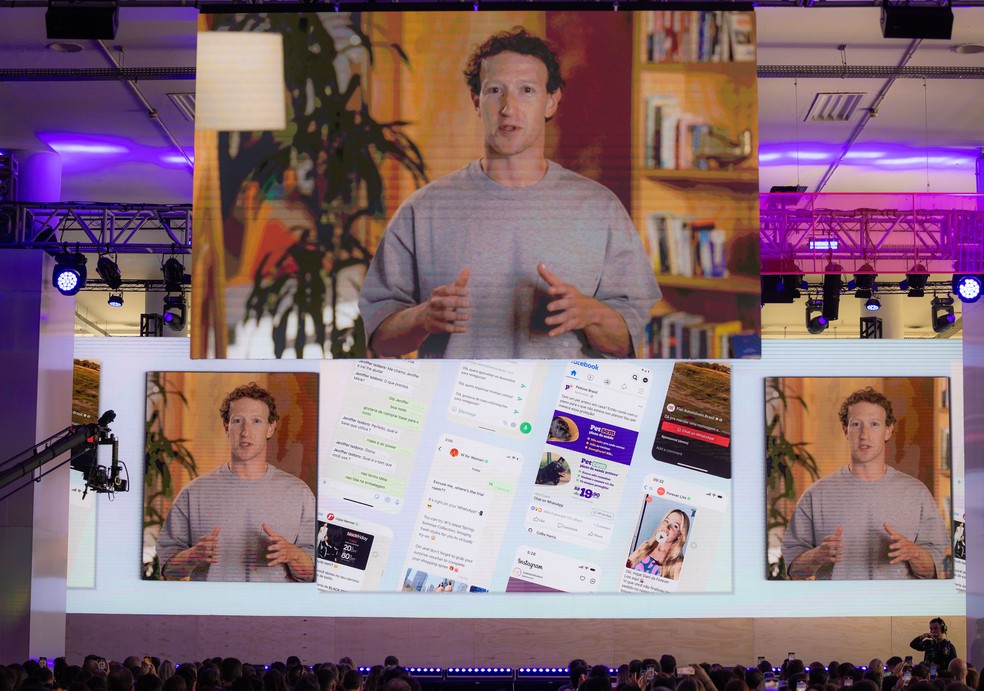 Mark Zuckerberg, CEO da Meta, anuncia novidades para o WhatsApp, Instagram e Facebook em evento realizado em São Paulo — Foto: Divulgação/Meta