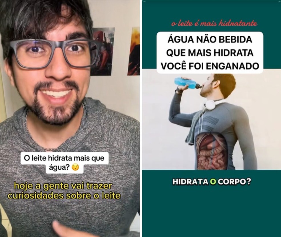 Posts nas redes sociais sugerem que leite  mais hidratante que gua  Foto: Reproduo
