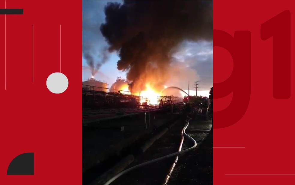 Explosão no Polo industrial de Camaçari — Foto: Redes sociais
