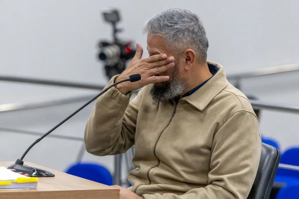 No terceiro dia de julgamento, o réu apresentou pela primeira vez a versão dele sobre o crime ocorrido em abril de 2023, em Cuiabá. — Foto: Alair Ribeiro/TJMT