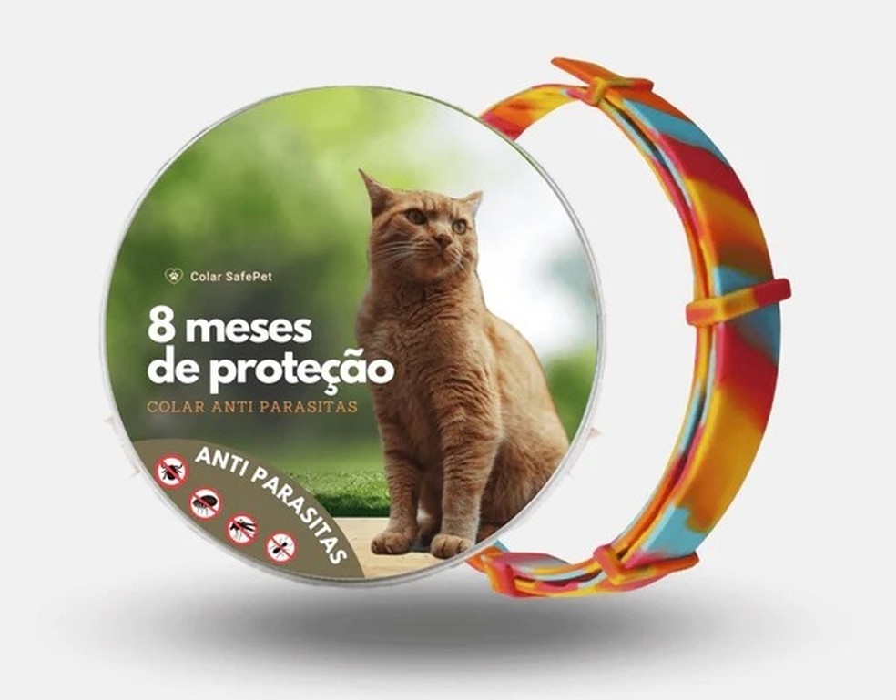 Coleiras antiparasitárias usadas em gatos — Foto: Divulgação
