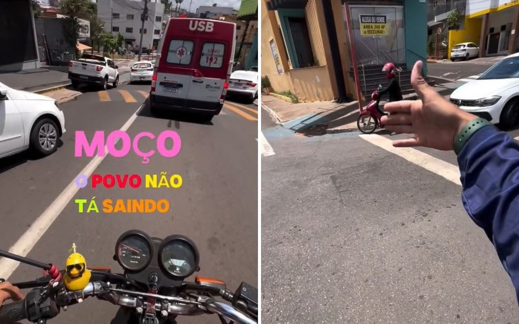 VÍDEO: Motociclista para o trânsito para dar passagem a ambulância, e atitude repercute nas redes sociais: ‘Alma bondosa'