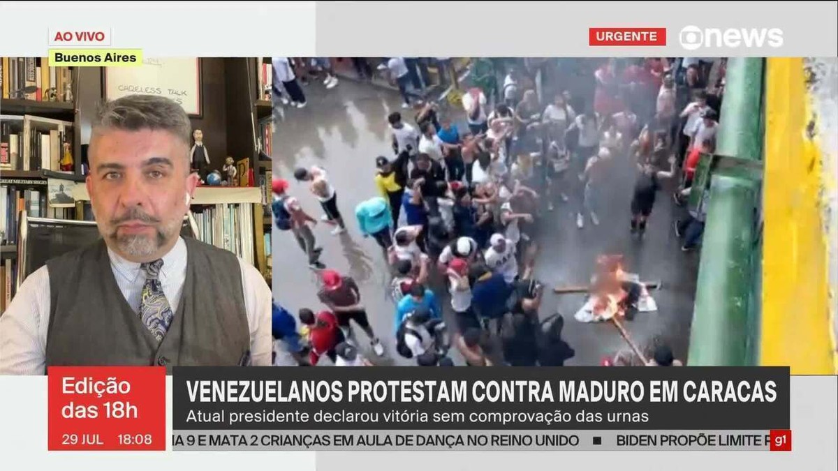 Manifestantes protestam em Caracas após vitória de Maduro ser declarada