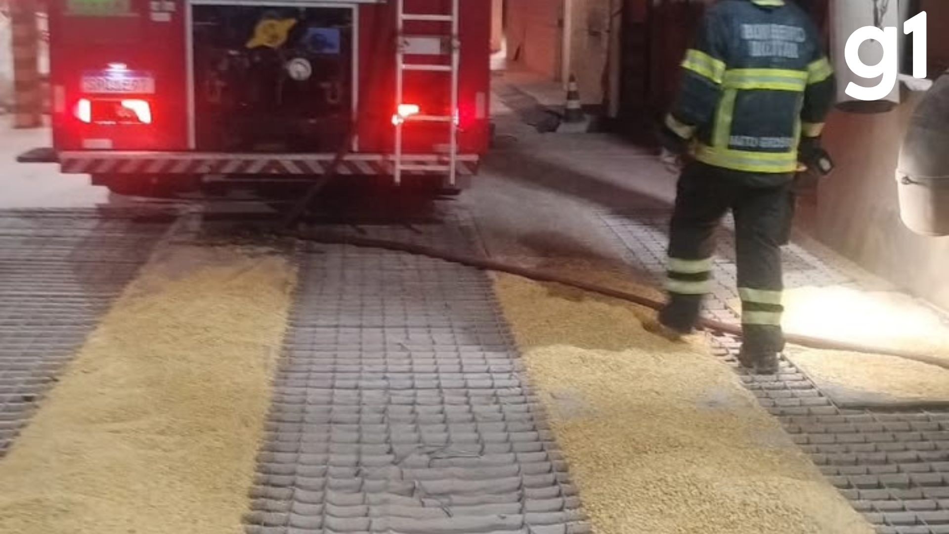 Incêndio atinge estrutura de armazenamento de grãos às margens da BR-163 em MT