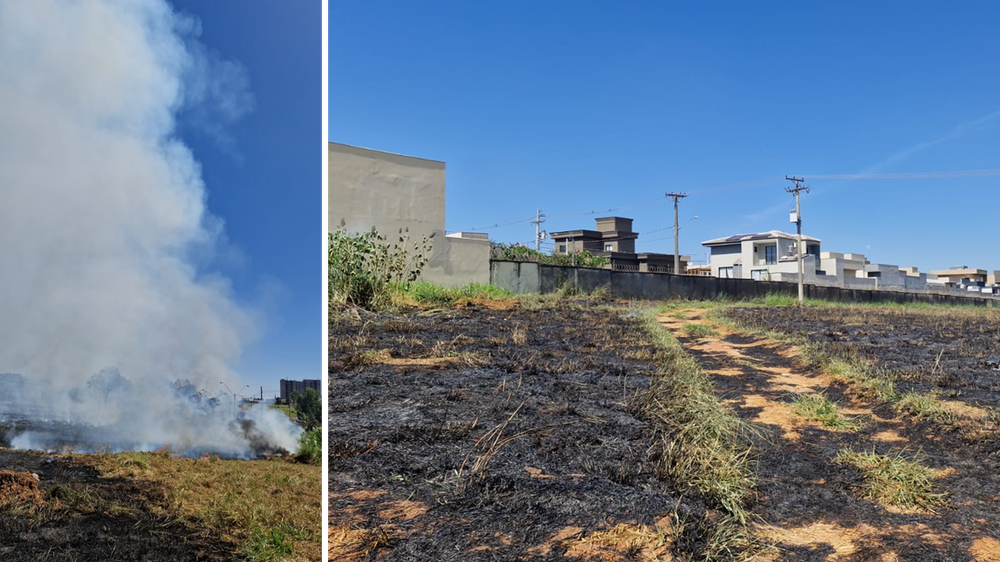 Incêndio consome área de pastagem no distrito de Schmitt e espalha fumaça pelas casas