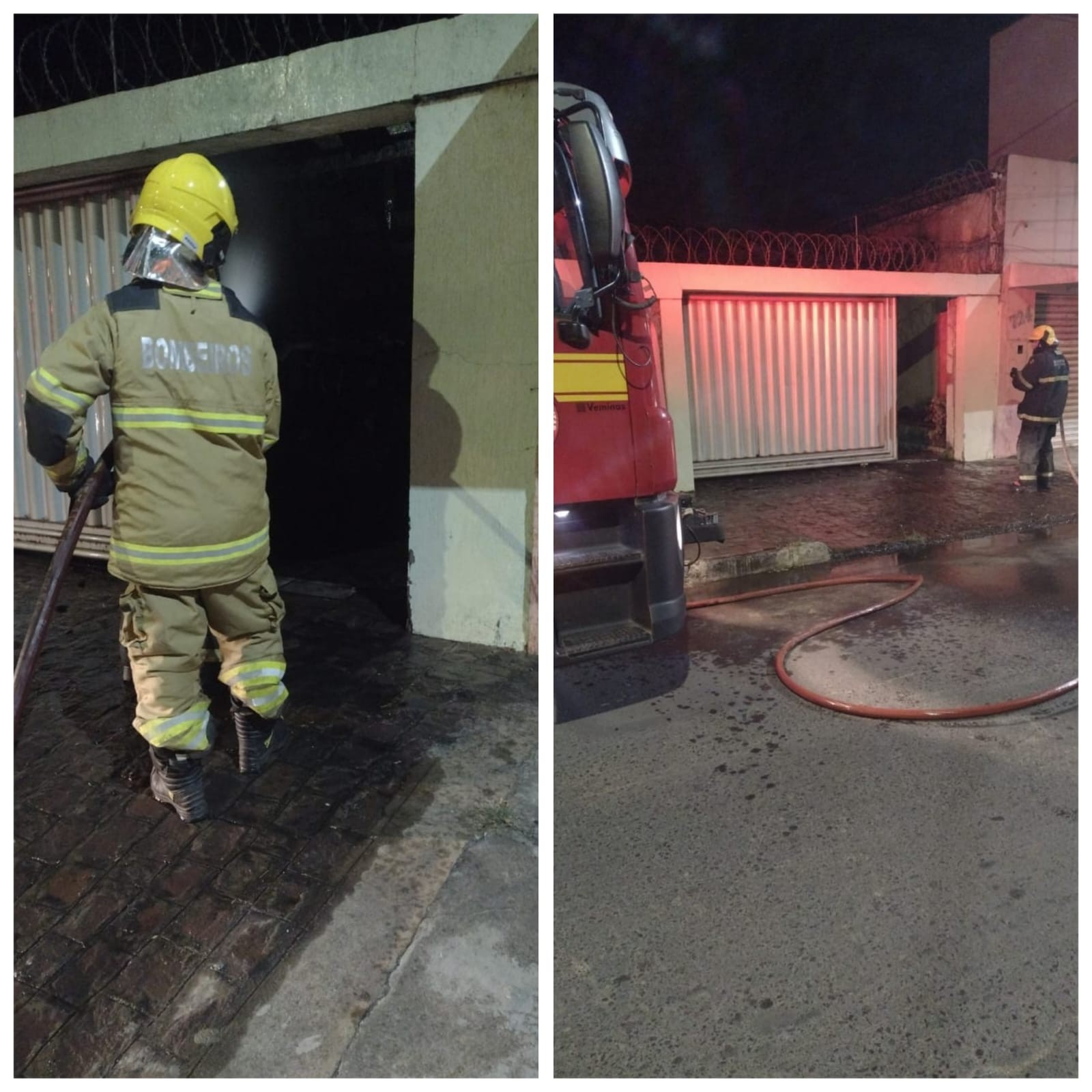 Carro pega fogo em garagem de casa em Pirapora e parte da estrutura desaba