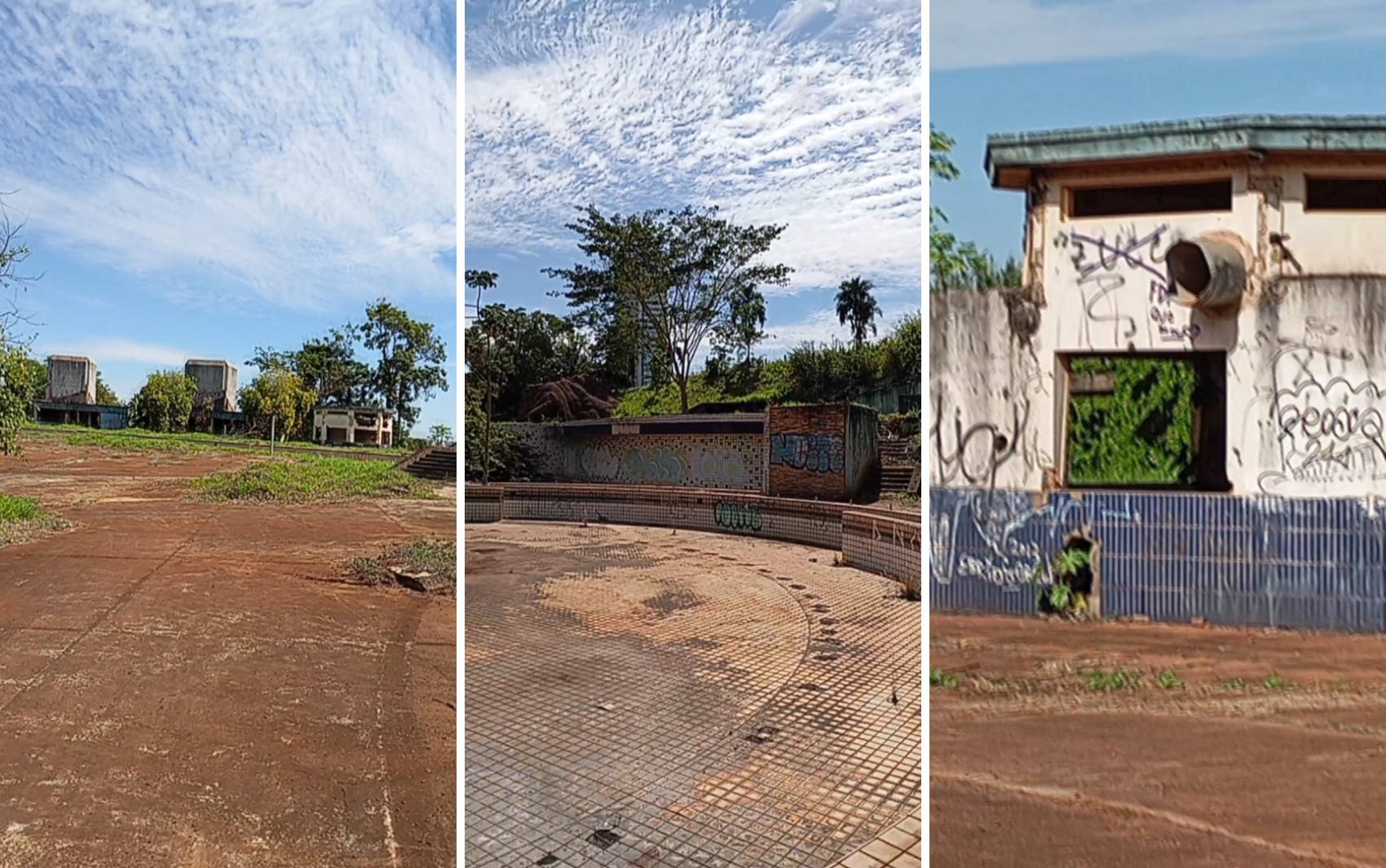 Ruínas, água parada: sobrevoo mostra como está parque aquático de Ribeirão Preto abandonado há 17 anos 