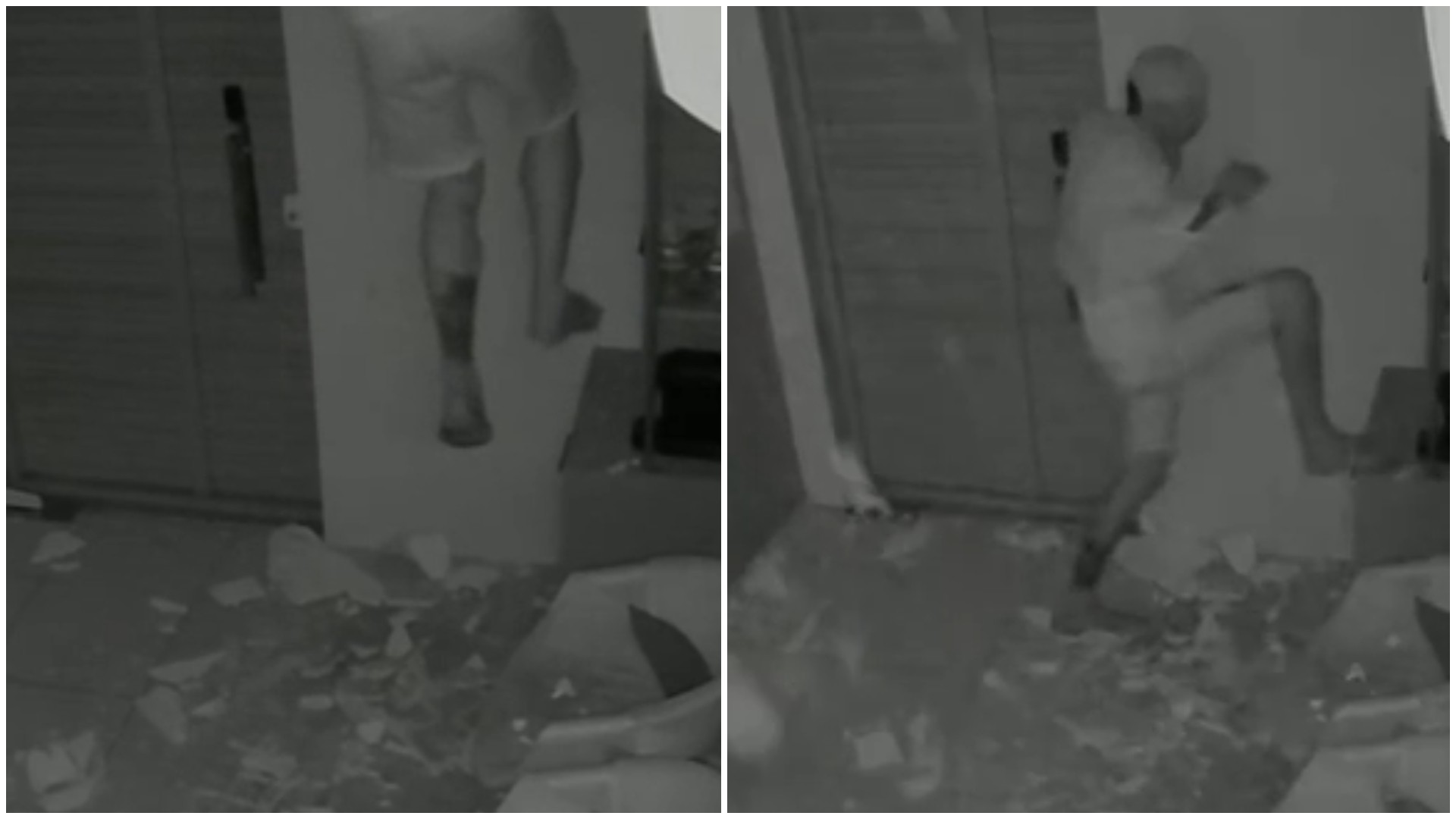 Vídeo: Ladrão quebra teto de clínica por engano, sai sem levar nada e rouba R$ 7 mil de loja vizinha