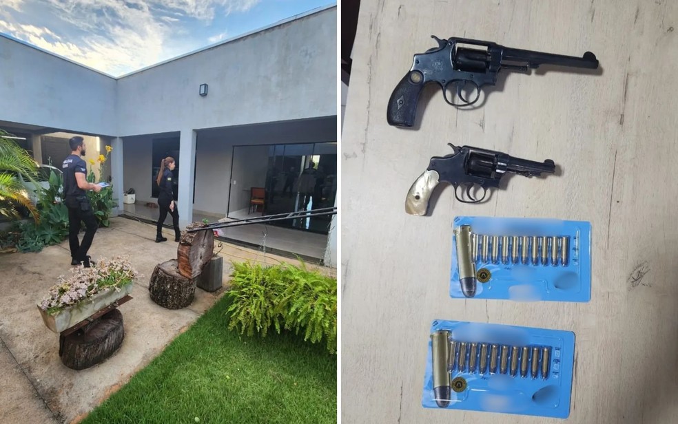 Armas foram encontradas na casa de Fabiano durante cumprimento de mandado &mdash; Foto: Divulga&ccedil;&atilde;o/Pol&iacute;cia Civil