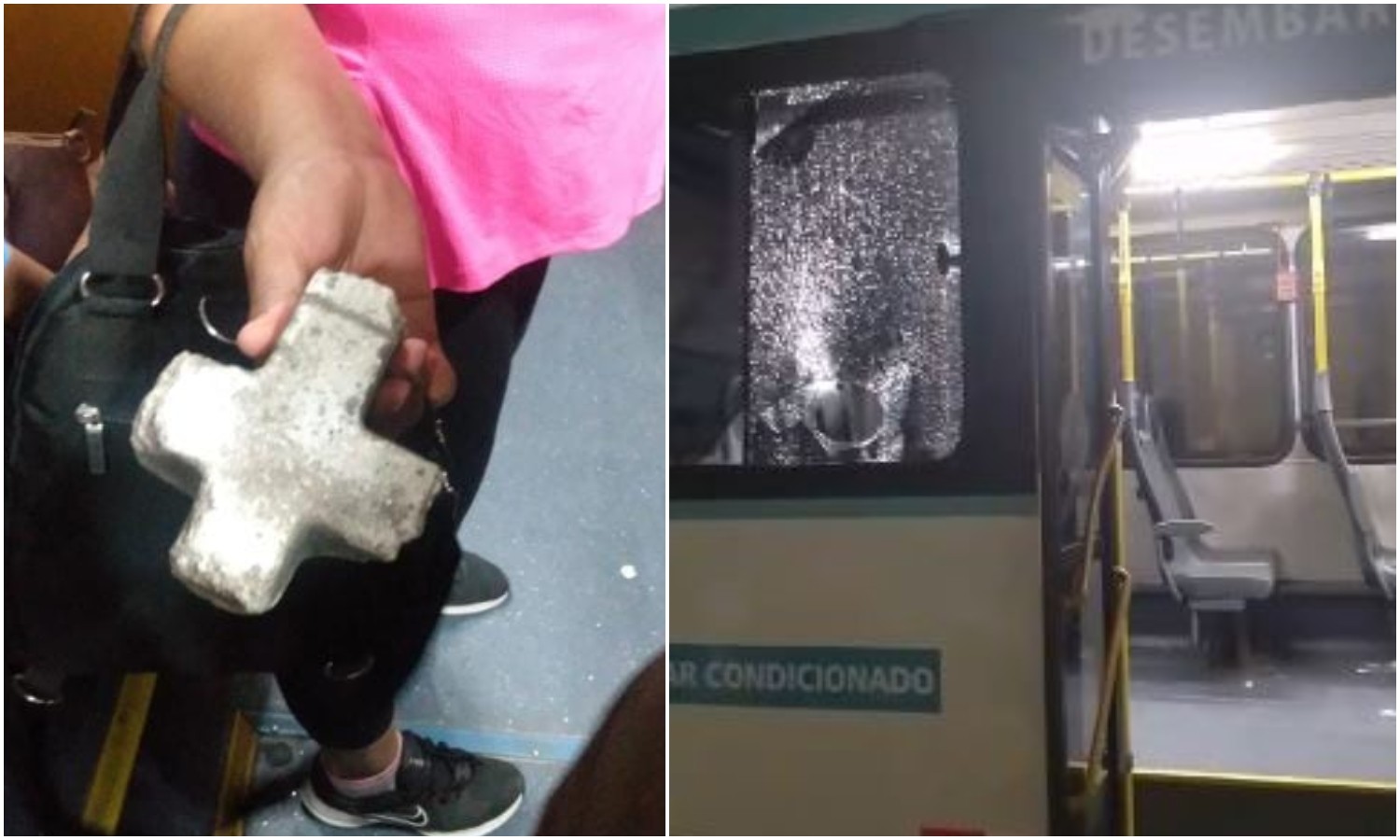 Mulher é presa após arremessar pedra e quebrar janela de ônibus em Fortaleza; veja vídeo