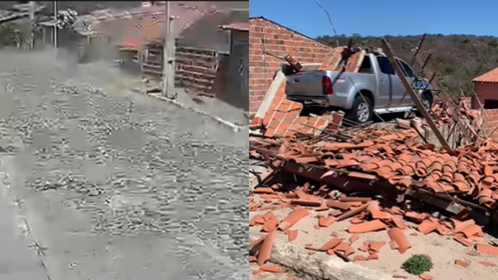 Ventania derruba cobertura de lava-jato e danifica carro no interior do Piauí