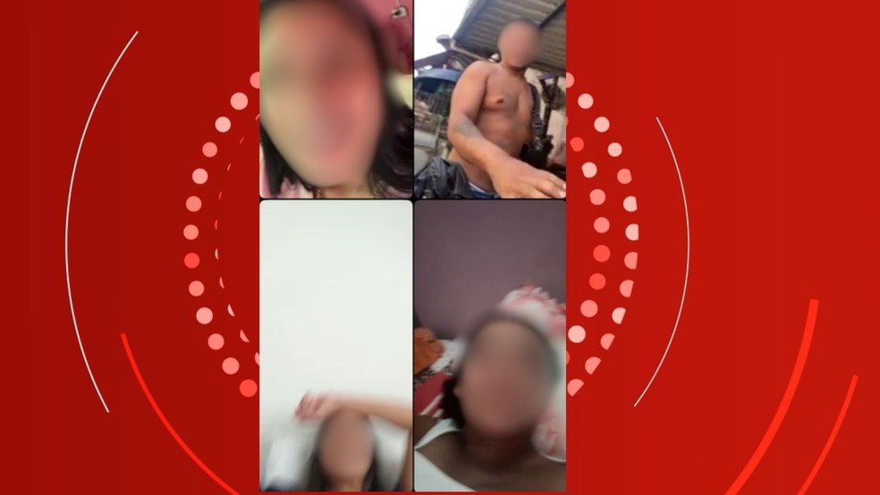 Registro de ligação por vídeo realizada entre suspeitos e membro de facção criminosa — Foto: Reprodução