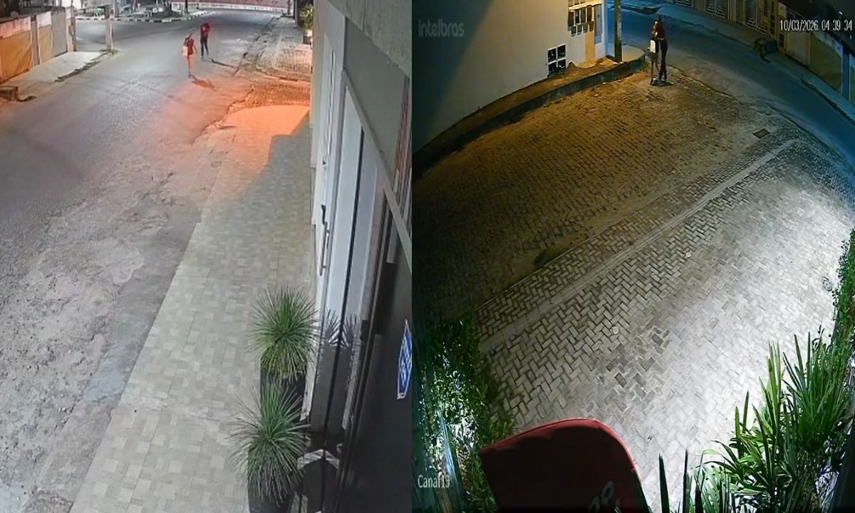 VÍDEO: mulher é assaltada e violentada sexualmente em cidade da Bahia; câmera de segurança flagrou abordagem do suspeito
